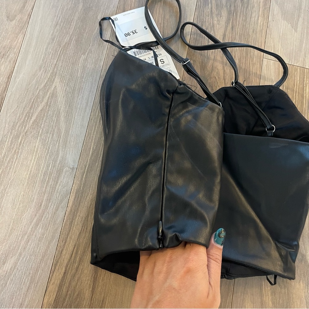 Zara Fake Leather Crop Top - Picture 6 of 6